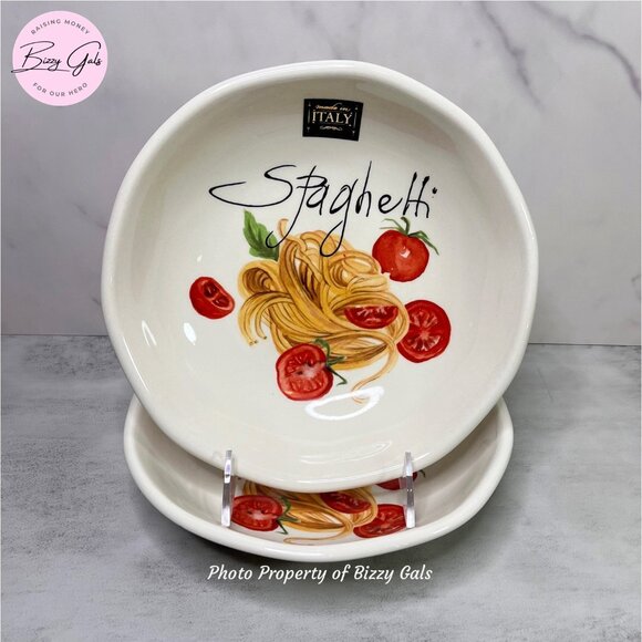 EFFETTI HOME 2 Ceramic Spaghetti Pasta Bowls - Picture 1 of 4